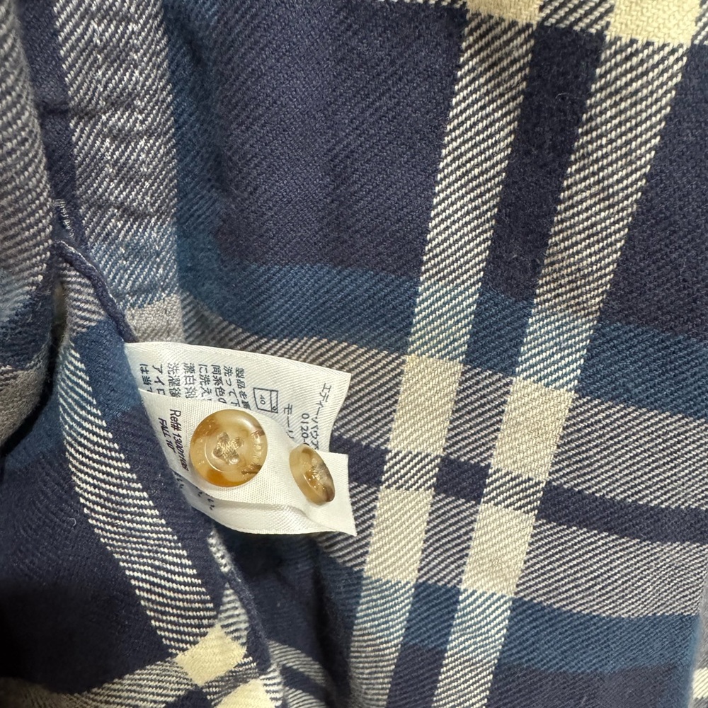 Eddie Bauer Men's Large Blue White Plaid Flannel Shirt Lightweight, Long Sleeve - Picture 6 of 7